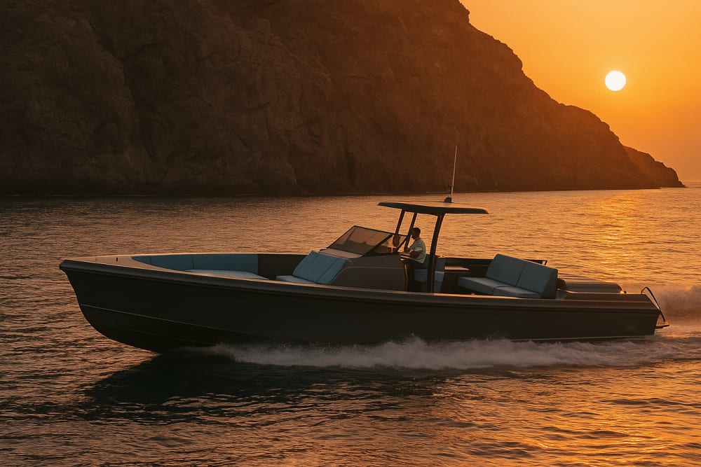 Romantic Sunset Escape – Santorini from the Sea