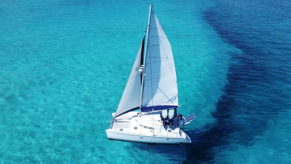 Private 40ft Catamaran Sail to Isla Mujeres - Open Bar, Lunch Buffet (6 hours)