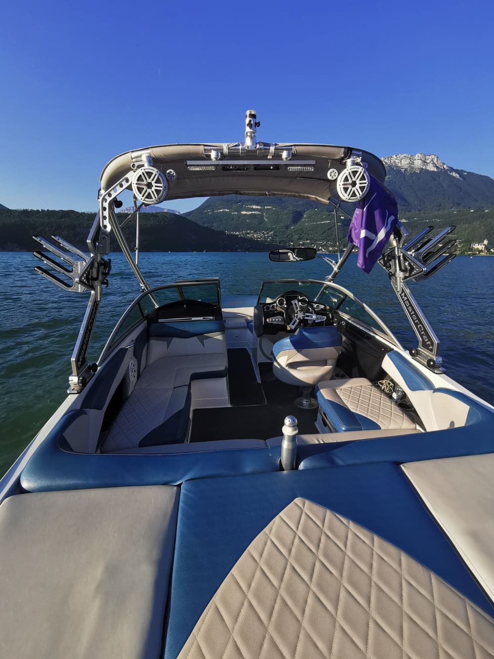 Goditi un'intera giornata a bordo di un motoscafo ad Annecy.