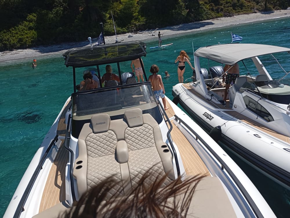 Discover Skiathos on a full-day trip on a motorboat