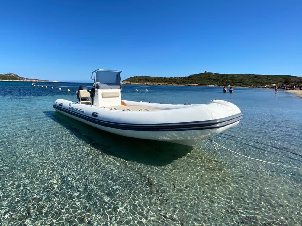 Scopri Chia: una giornata intera di sole su un motoscafo.