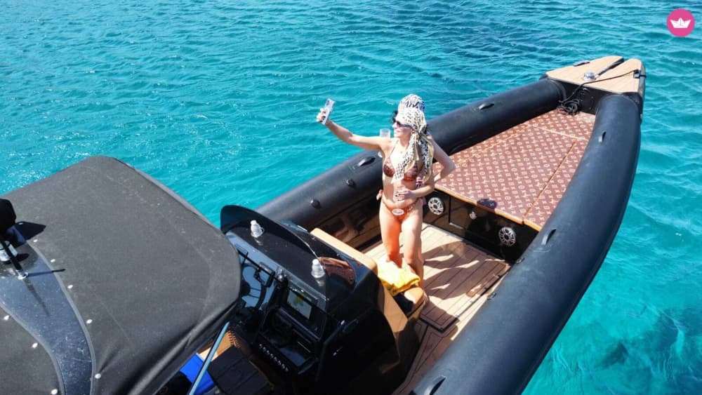 Experience Mykonos & the Aegean in style aboard the Louis Vuitton 12 m RIB – private boat trips, Delos & Rhenia, gourmet brunch, snorkeling & VIP luxury.