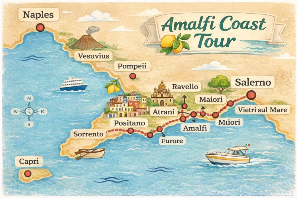 Excursión privada en barco por la costa de Amalfi desde Salerno con patrón