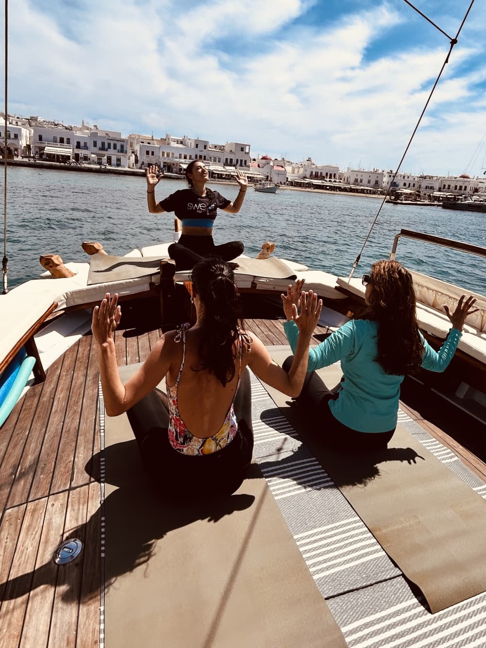 Sunset Yoga class on board with food and drinks