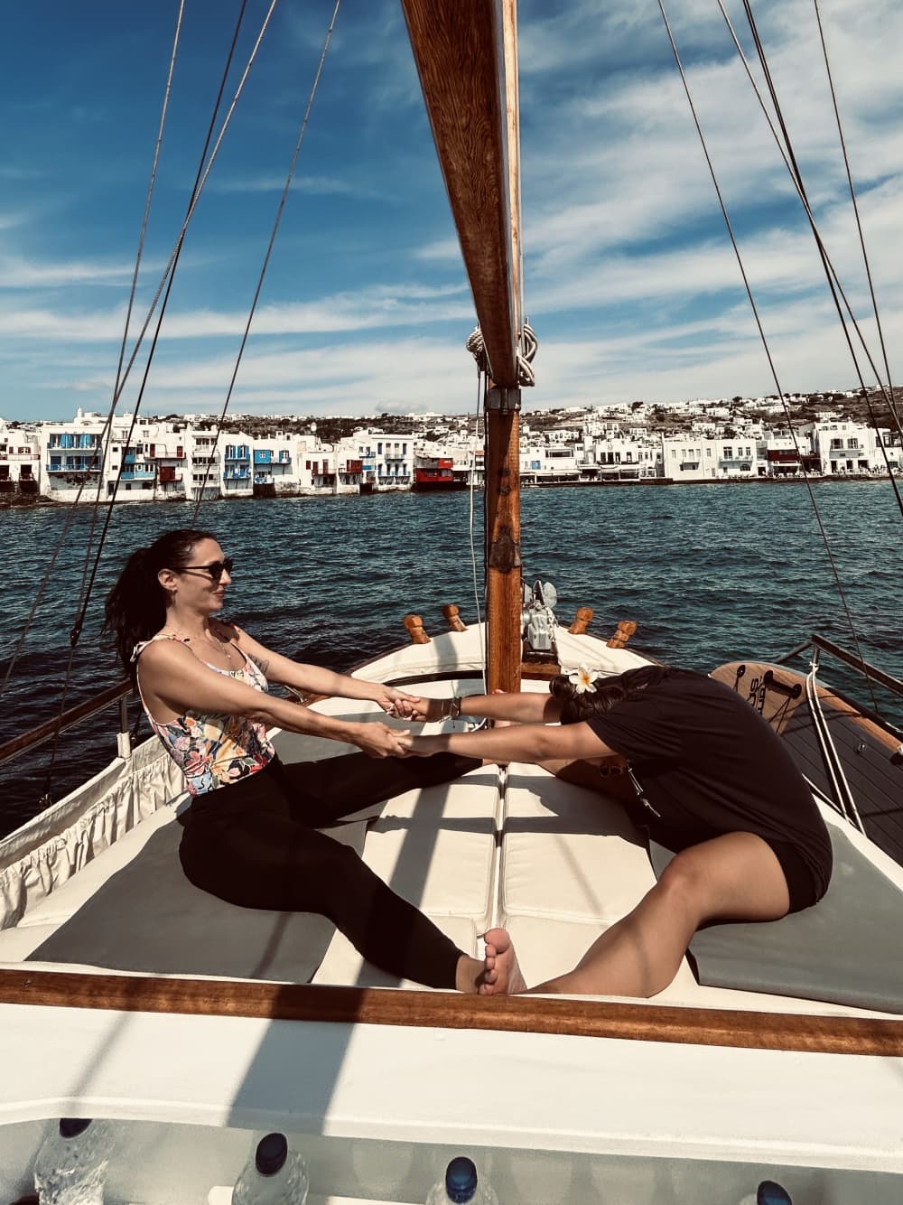 Sunset Yoga class on board with food and drinks