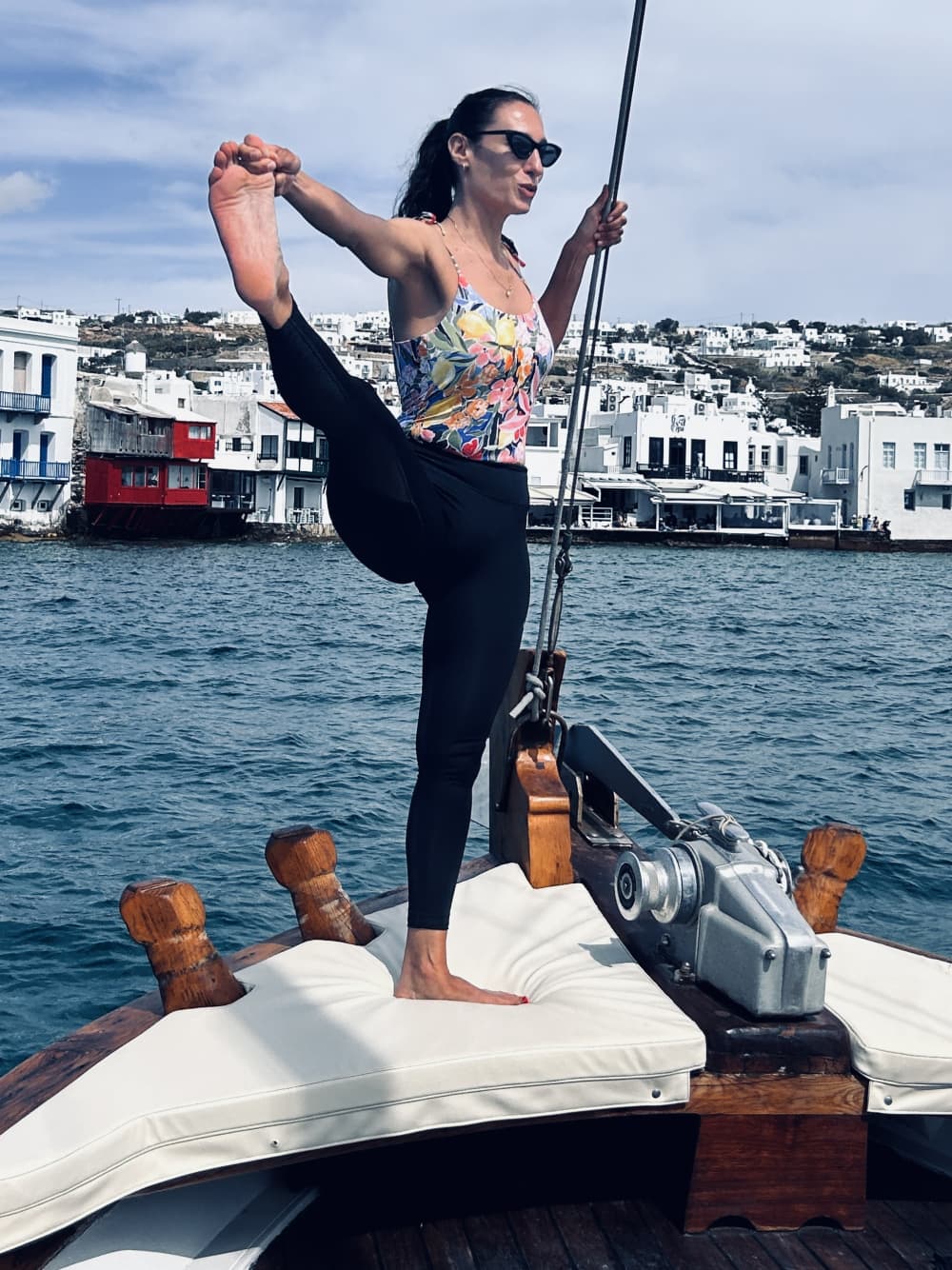 Sunset Yoga class on board with food and drinks
