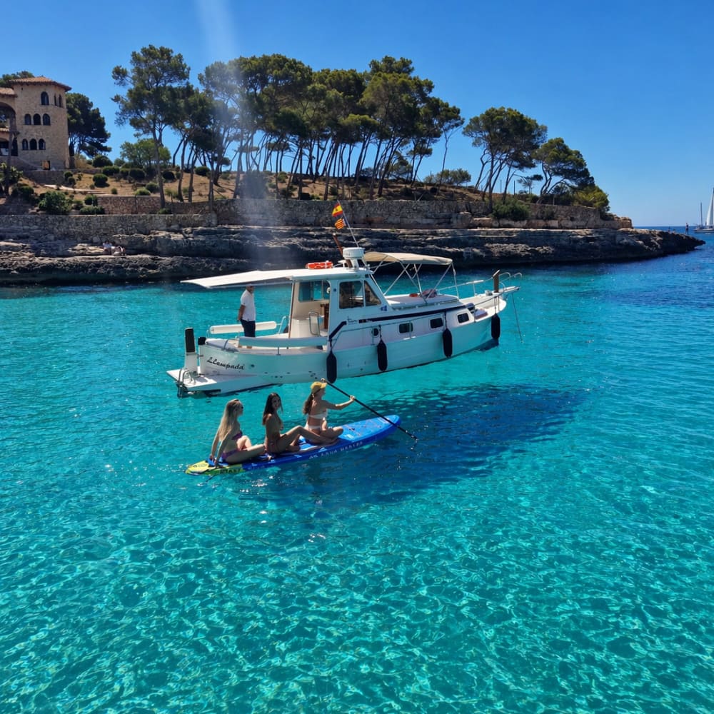 Descubra Cala d'Or em um passeio de um dia inteiro em uma lancha.