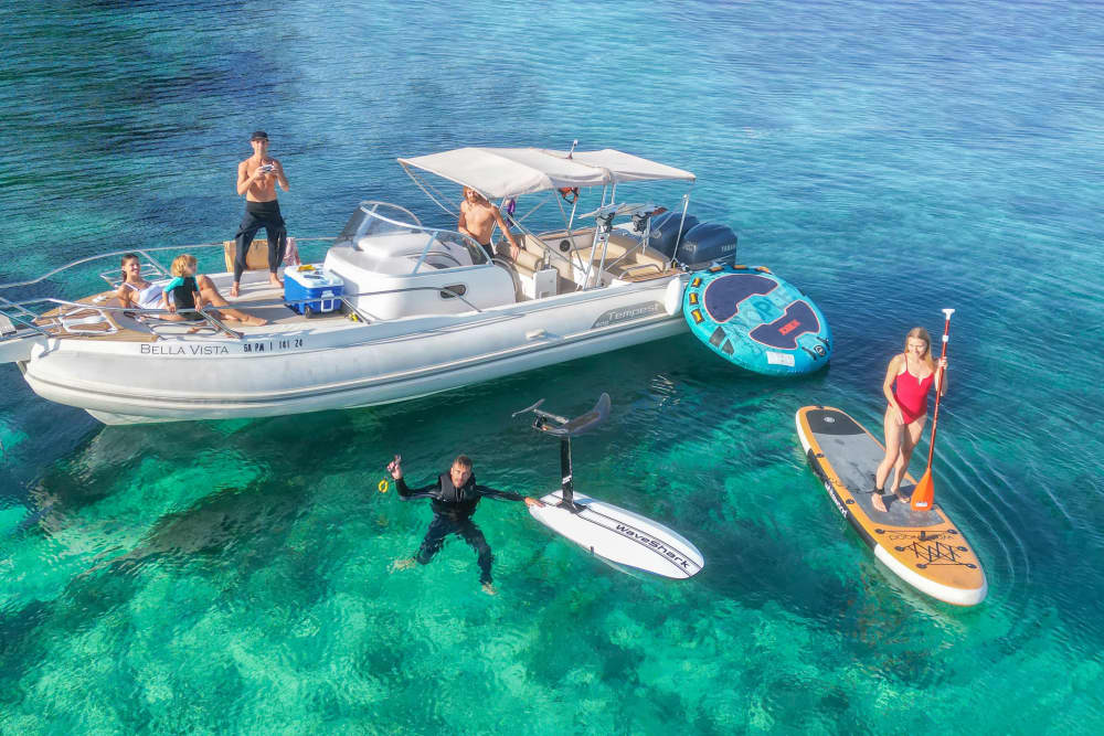 Private boat trip with water toys and 25 coves