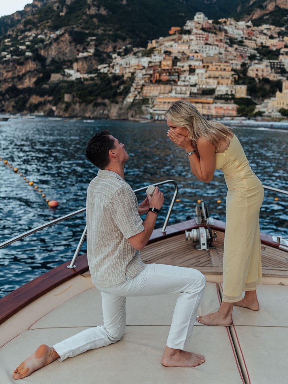 Marriage proposal at sunset