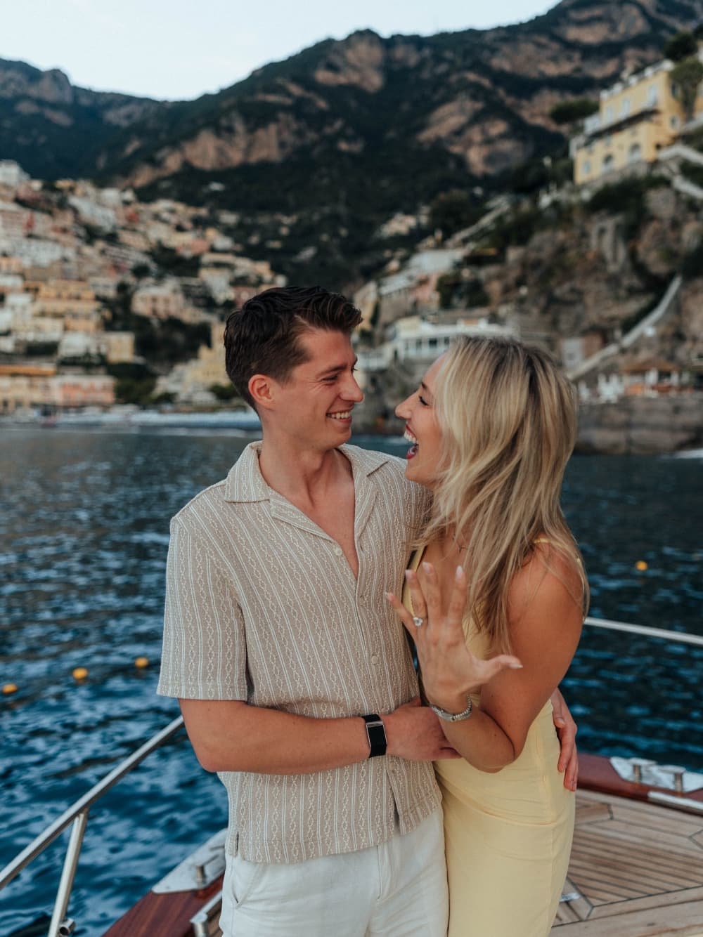 Marriage proposal in Capri at sunset from Sorrento