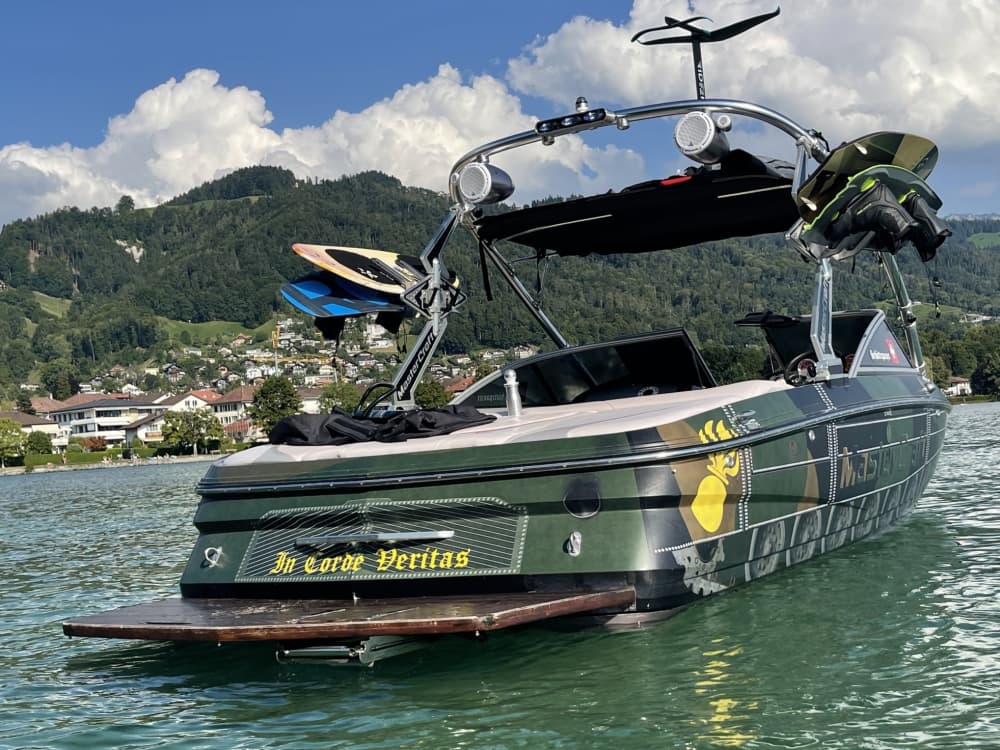 Profitez de chaque instant : une journée ensoleillée autour de Thoune en bateau à moteur