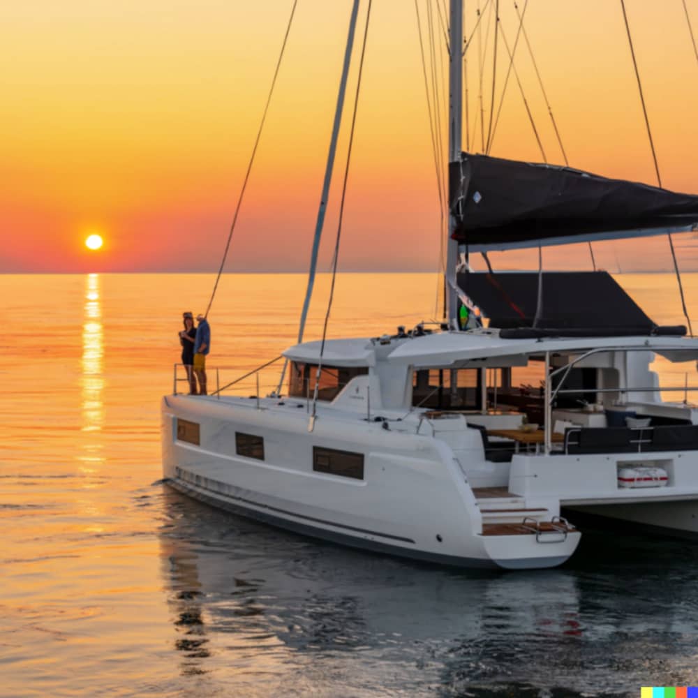 Catamaran privé zonsondergangcruise met barbecue, drankjes en vervoer