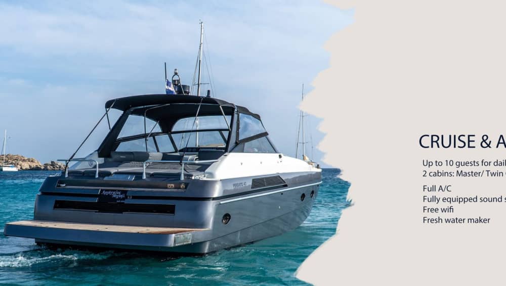 One day in Mykonos on a motor yacht