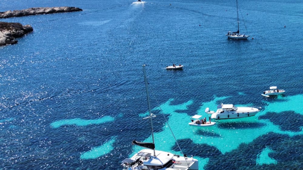 Um dia de barco nas Ilhas Égadas: Favignana e Levanzo com natação e atividades aquáticas.