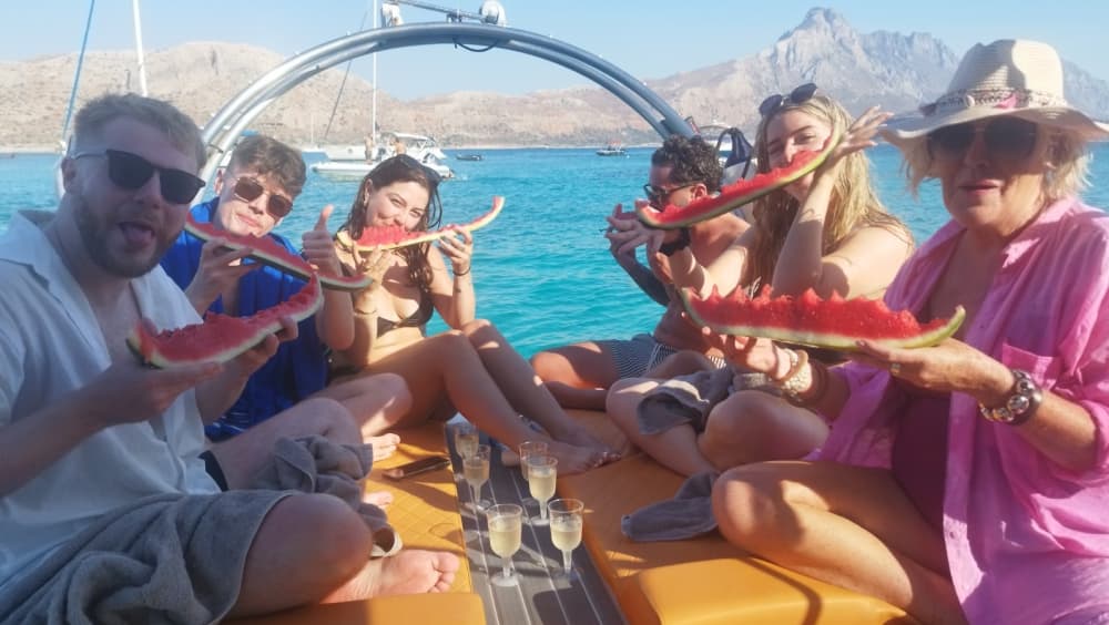 Private Luxury Boat Trip to Menies Beach & Hidden Bays from Kissamos Port.