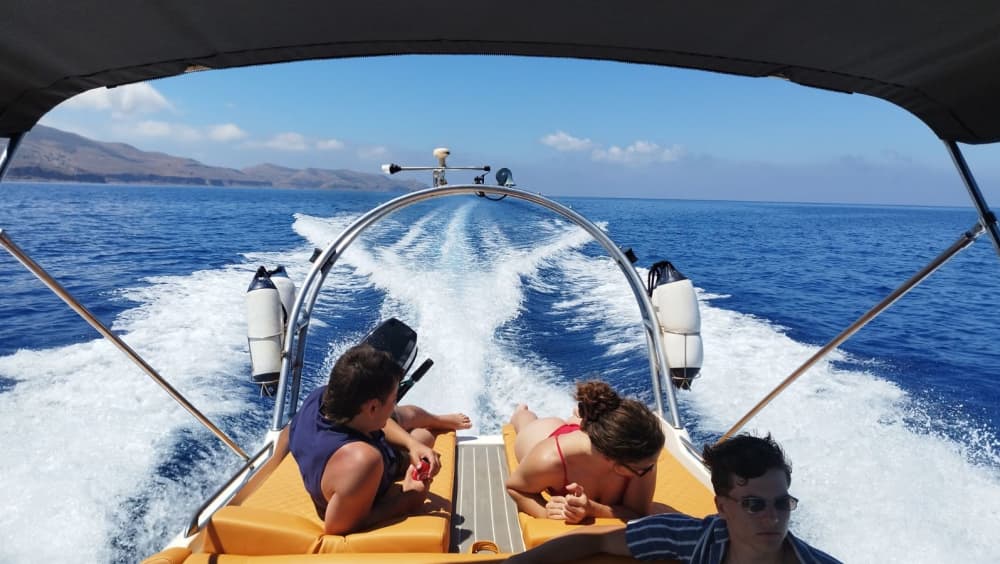 Private Luxury Boat Trip to Menies Beach & Hidden Bays from Kissamos Port.