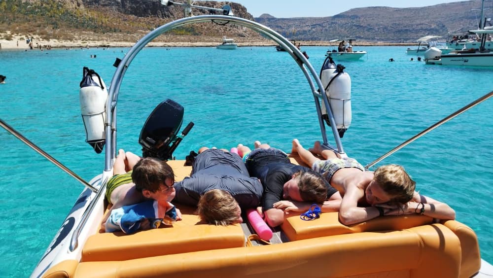 Private Luxury Boat Trip to Menies Beach & Hidden Bays from Kissamos Port.