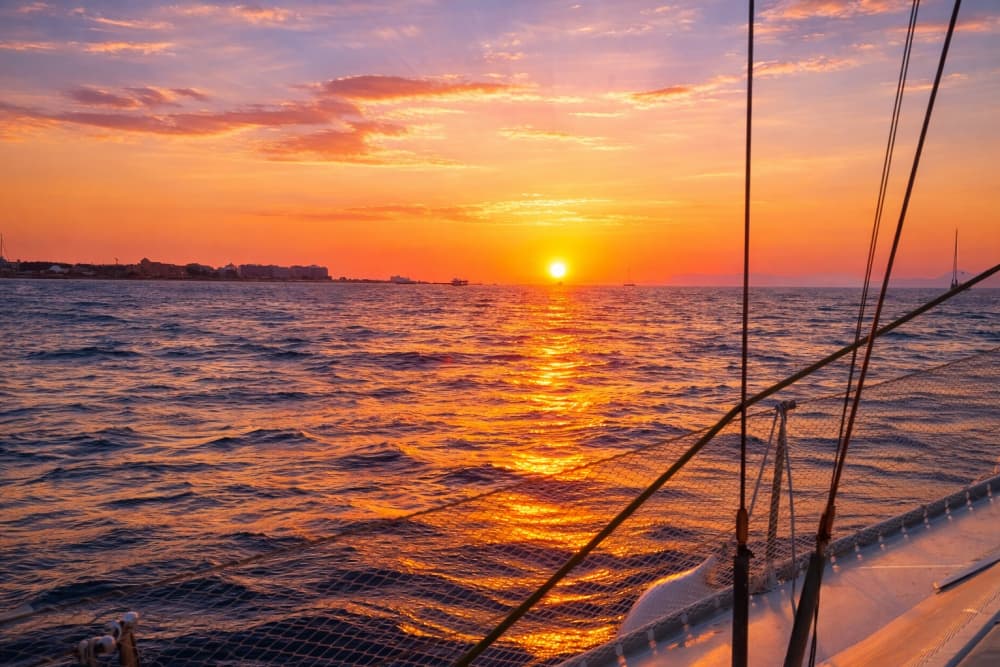 Rhodes Private Luxury All-Day Sailing Cruise – Gourmet MediterAsian Lunch & Deluxe Dinner, Cocktails & Champagne