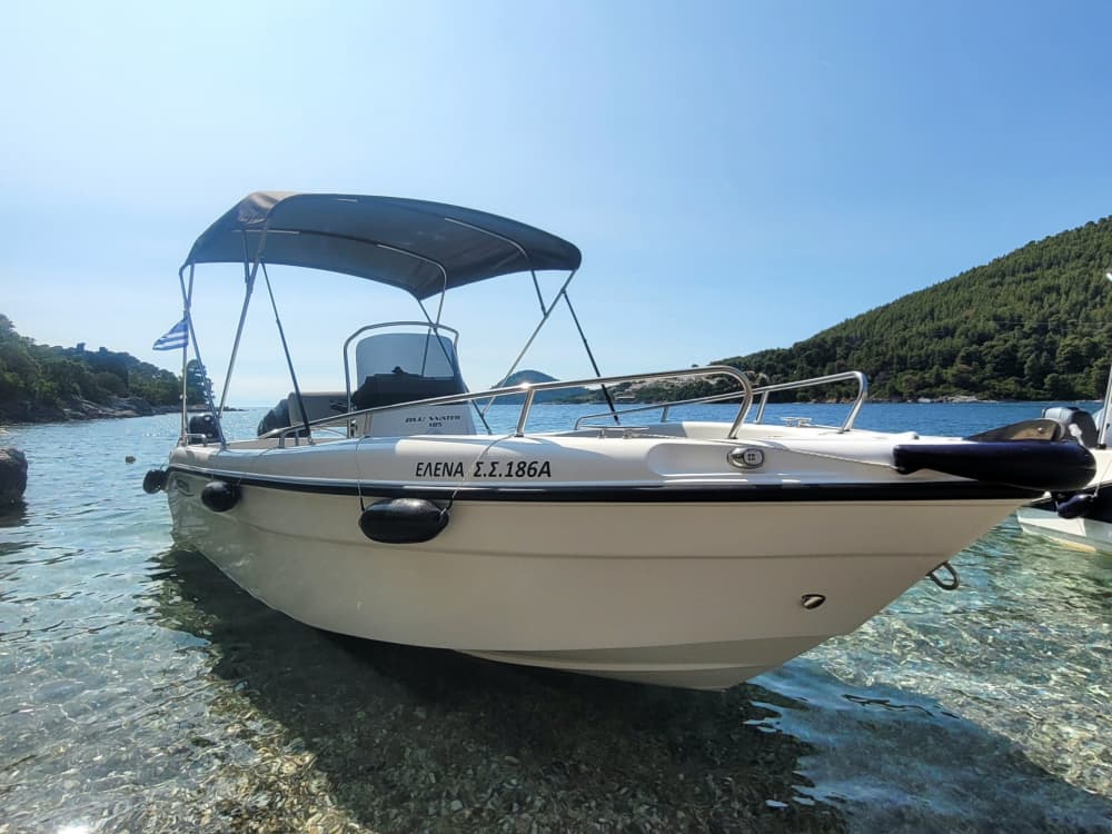 Enjoy a half-day Odyssey around Skopelos on a motorboat