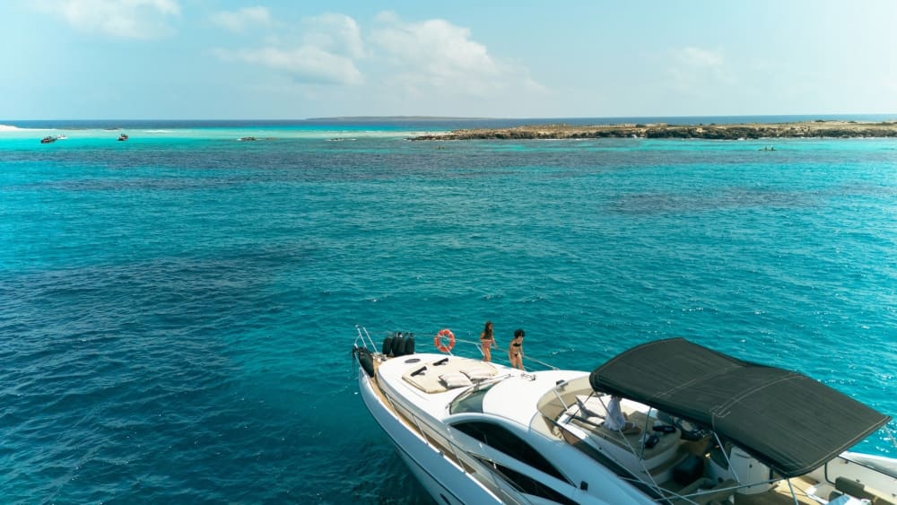 Genießen Sie den Luxus Ibizas mit einem ganztägigen Ausflug auf einer Motoryacht.