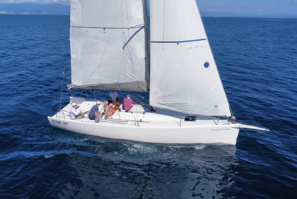 Sonnenuntergang an der Adria vom Segelboot aus