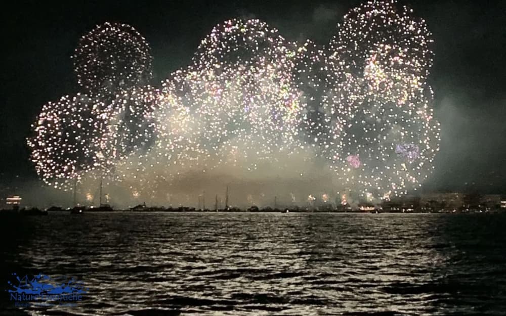 Fuochi d'artificio in mare sulla Costa Azzurra