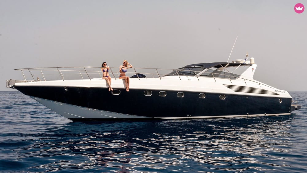 Plage de Menies - Grotte de Choironisia et île de Thodorou avec le yacht Babyface - Croisière à grande vitesse de 8 heures au départ de La Canée