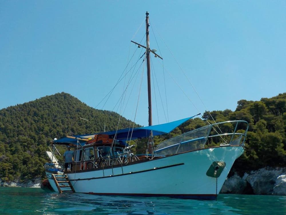 Discover Skopelos on a motorboat for 9h