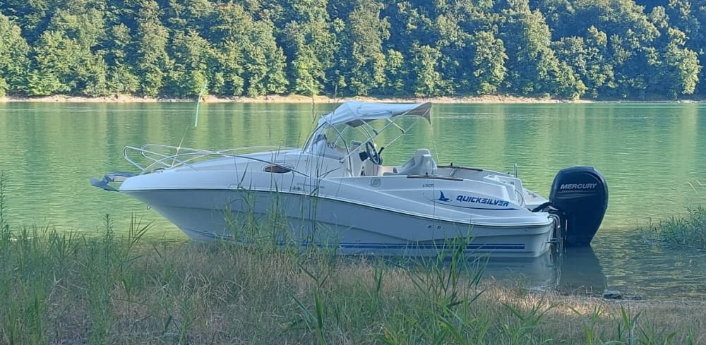 Goditi mezza giornata a bordo di un motoscafo nel Lac de Vouglans.