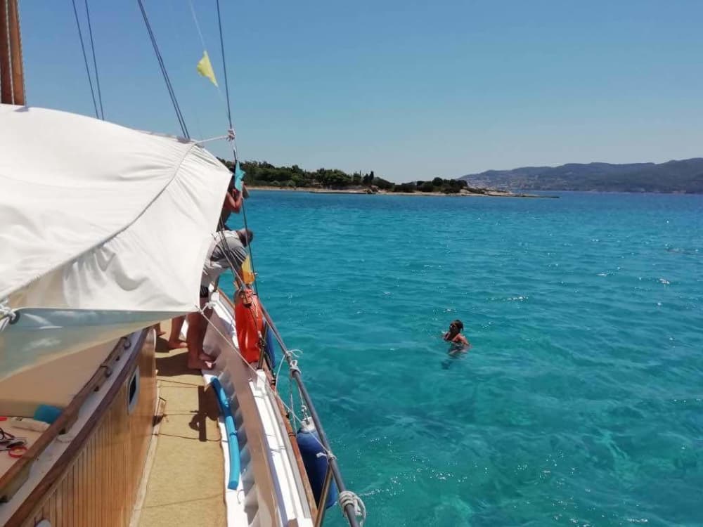 Enjoy a half-day Odyssey around Porto Cheli on a motorboat