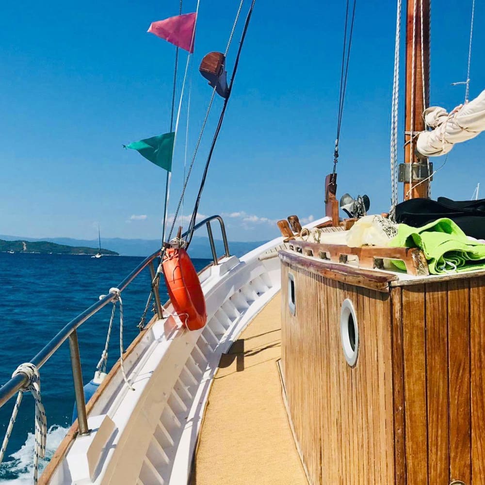 Enjoy a half-day Odyssey around Porto Cheli on a motorboat