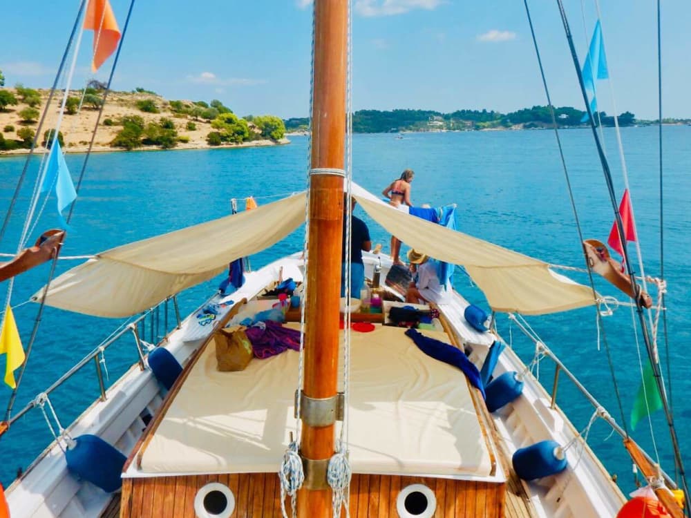 Enjoy a half-day Odyssey around Porto Cheli on a motorboat