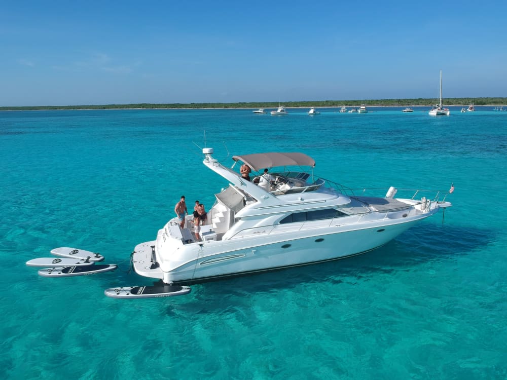 En heldag av magi i Puerto Aventuras på en motoryacht