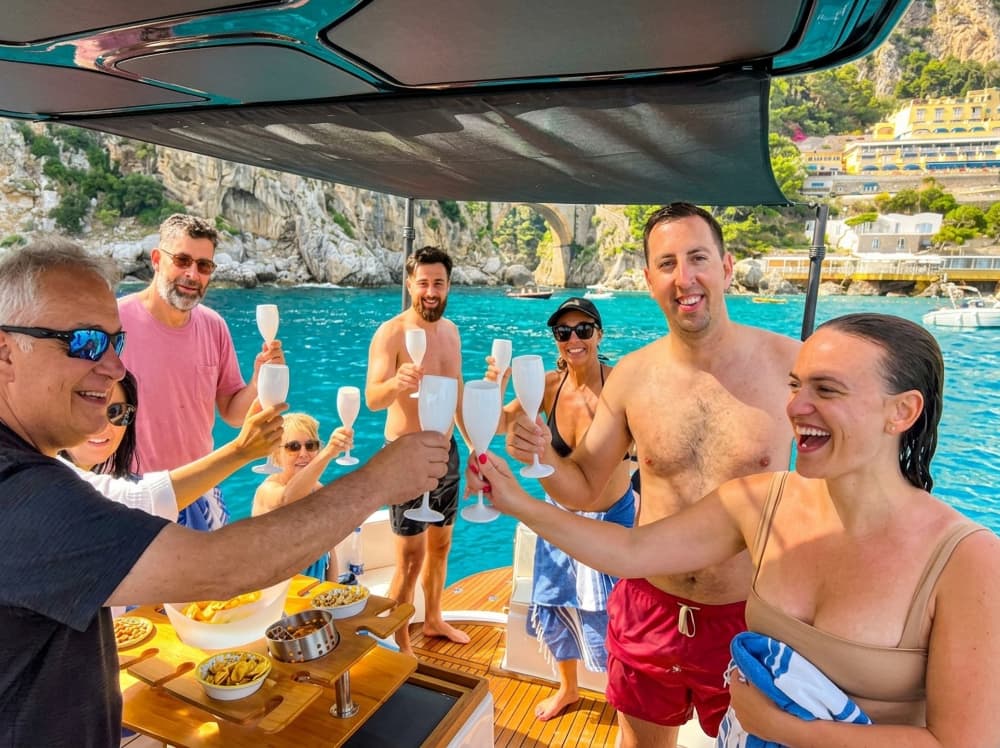 Capri Coast Adventure Cruise from Sorrento with Brunch & Free Bar