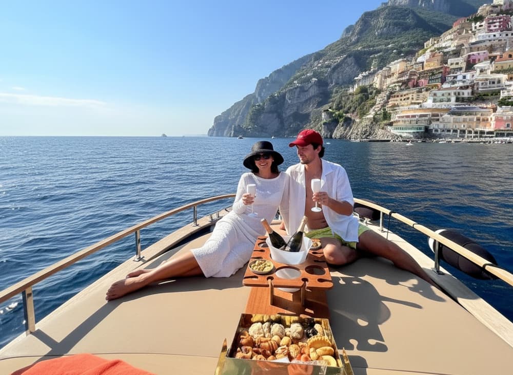 Capri Coast Adventure Cruise from Sorrento with Brunch & Free Bar