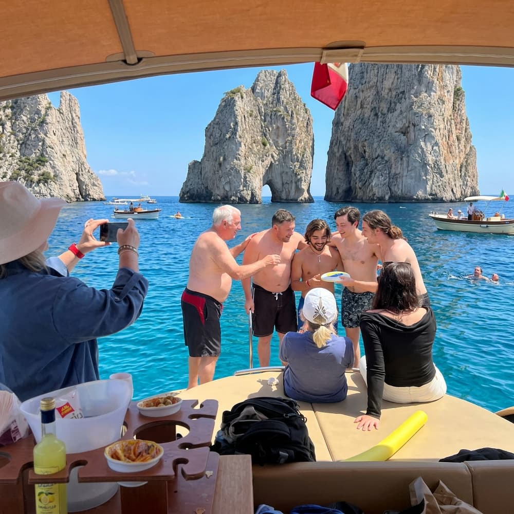 Capri Coast Adventure Cruise from Sorrento with Brunch & Free Bar
