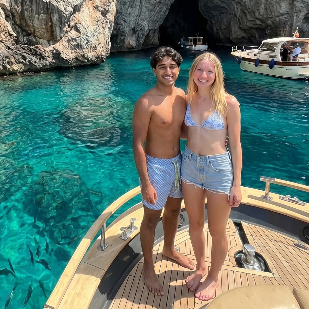 Capri Coast Adventure Cruise from Sorrento with Brunch & Free Bar