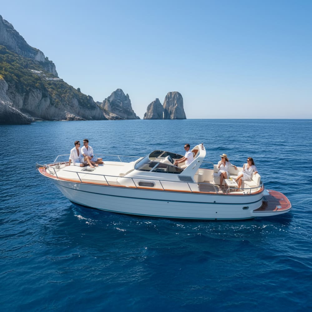 Capri Coast Adventure Cruise from Sorrento with Brunch & Free Bar