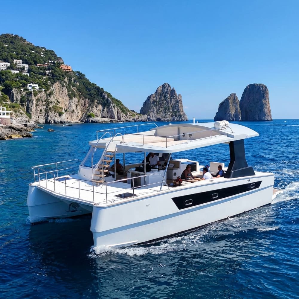 Esplora Capri con un tour in barca di un'intera giornata con sbarco per visitare la città.