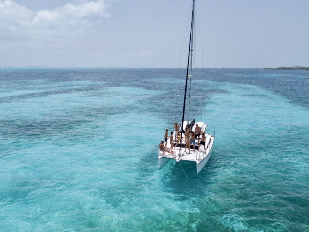 Private 35ft Catamaran Sail to Isla Mujeres - Open Bar, Lunch Buffet (5 hours)