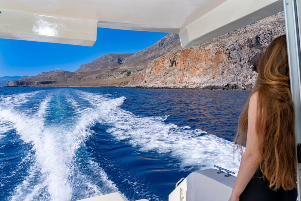 One day around Chania: Enjoy 9h of discovery on a motorboat
