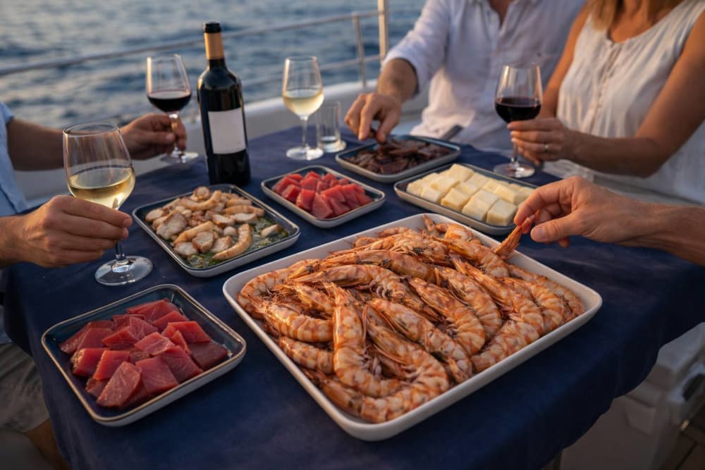 Dining experience on a sailboat