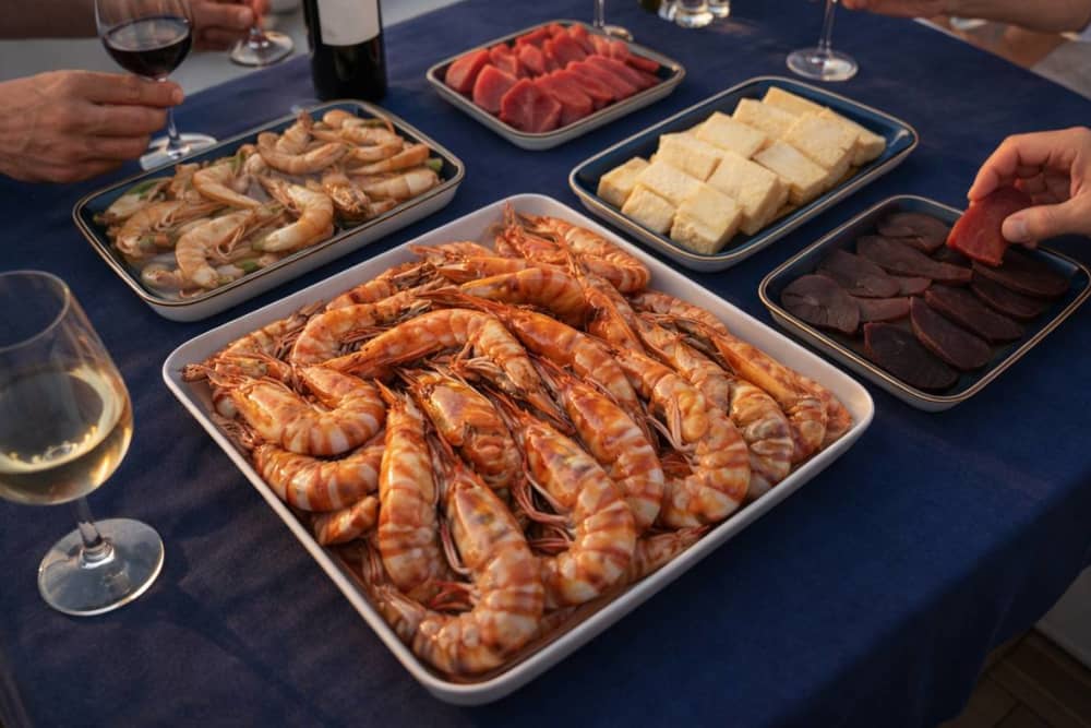 Dining experience on a sailboat