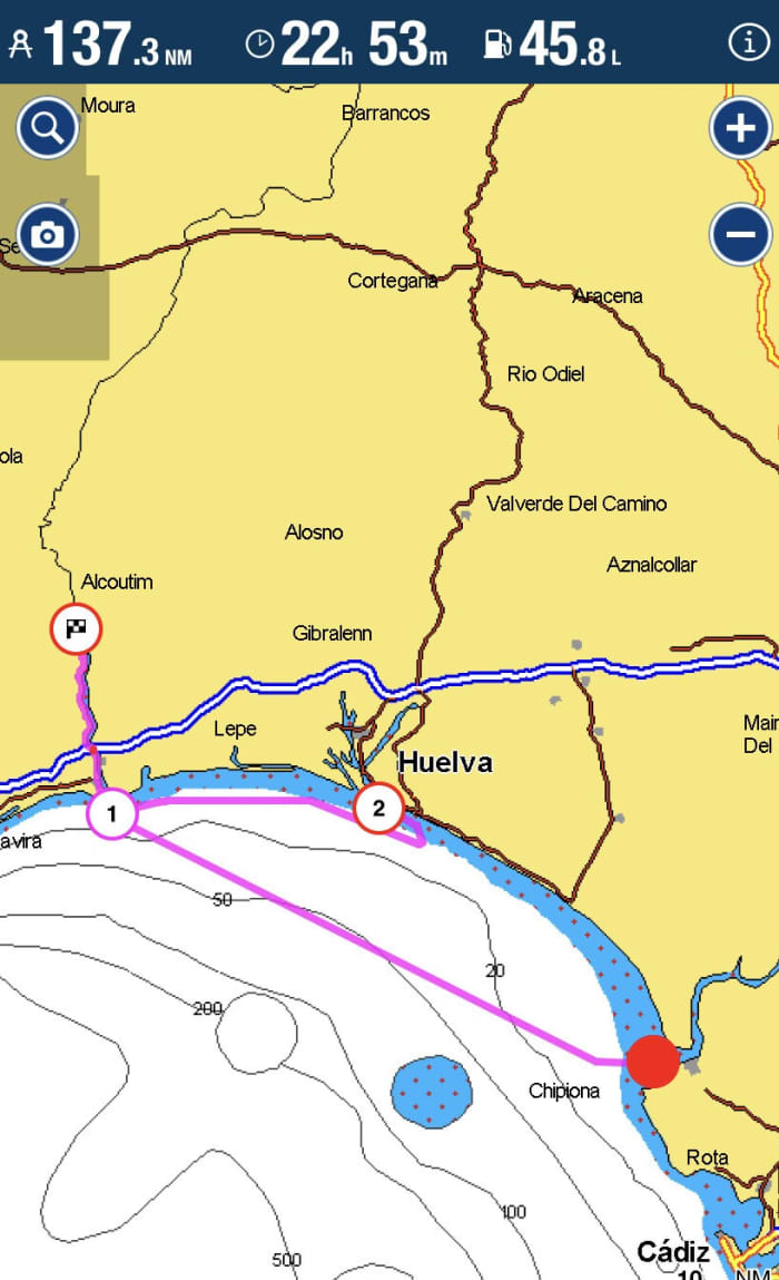 9h de navigation le long de la côte d'El Puerto de Santa María