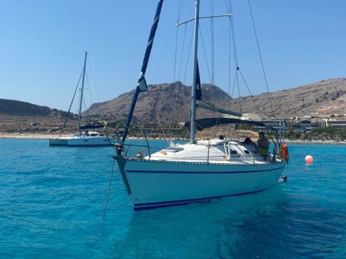 6h of sailing along the coast of Lardos to Blue Lagoon