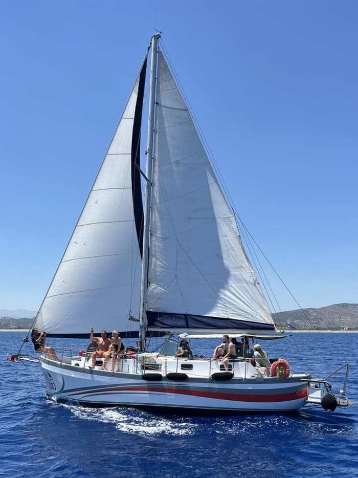 Enjoy a full day of sailing in Lindos on a sailboat