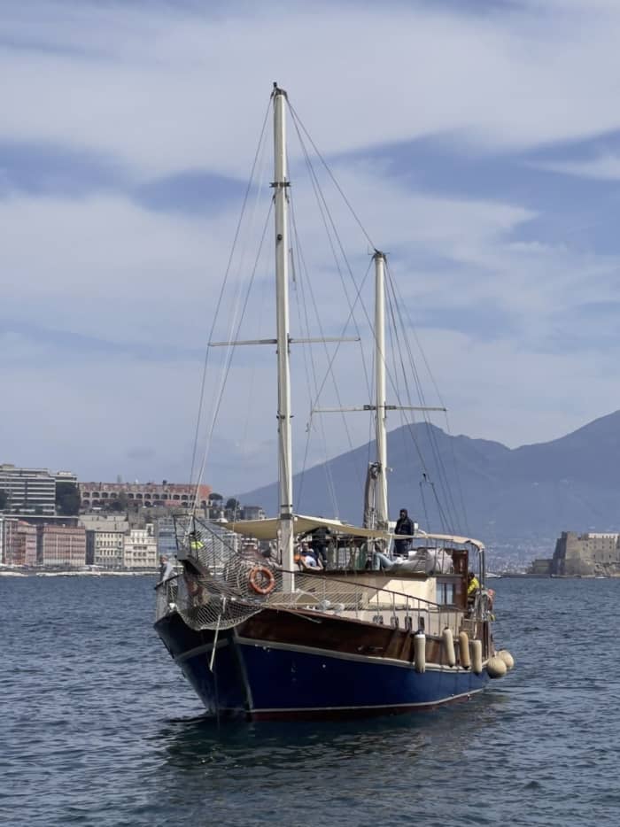 Sunset in the Gulf of Naples in Gulet