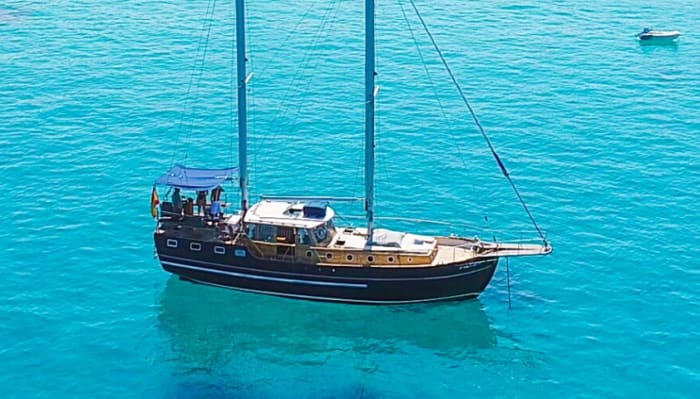 Verken Sant Antoni de Portmany en geniet van een hele dag zeilen op een zeilboot.