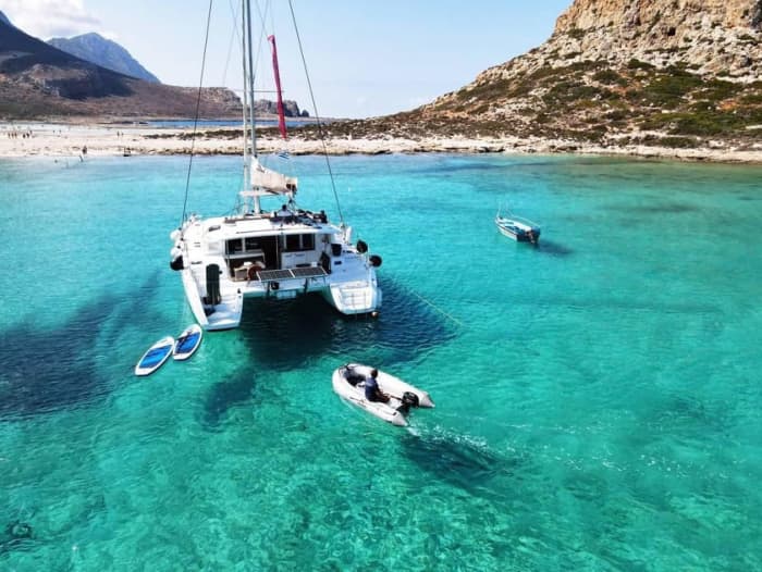 Lagoon 450F-Full day Kissamos Cruise to Balos Bay & Gramvousa Island