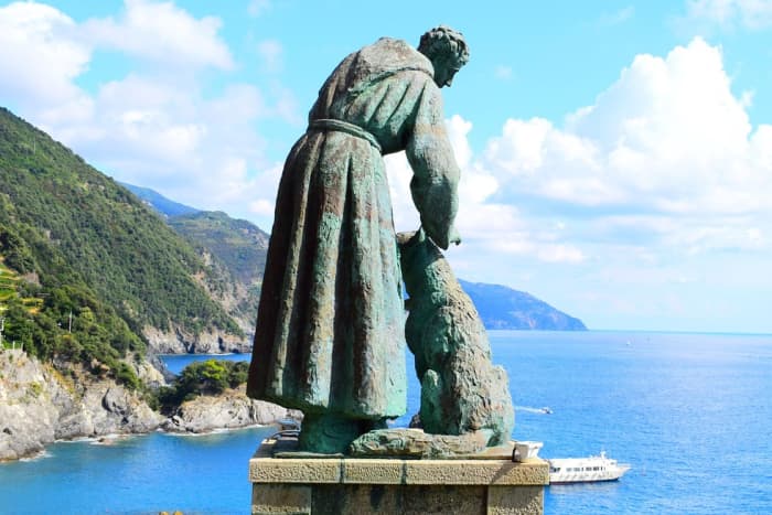 The Cinque Terre from the sea, aboard a gozzo
